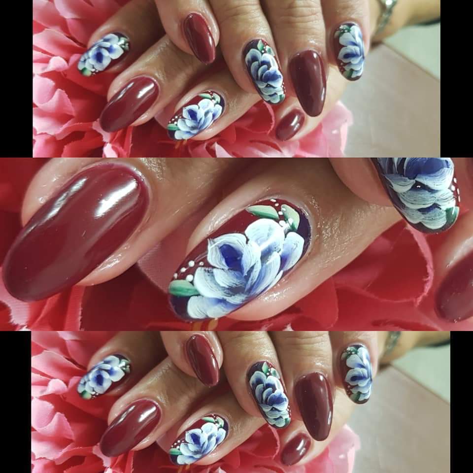 boog rollen patroon Nail Art - Gelpolish met geverfde bloemen nagel - Nail Art - NailArt4All