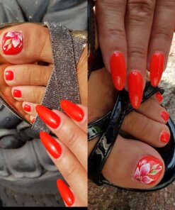 Nail Art - Rode gelpolish met bloem